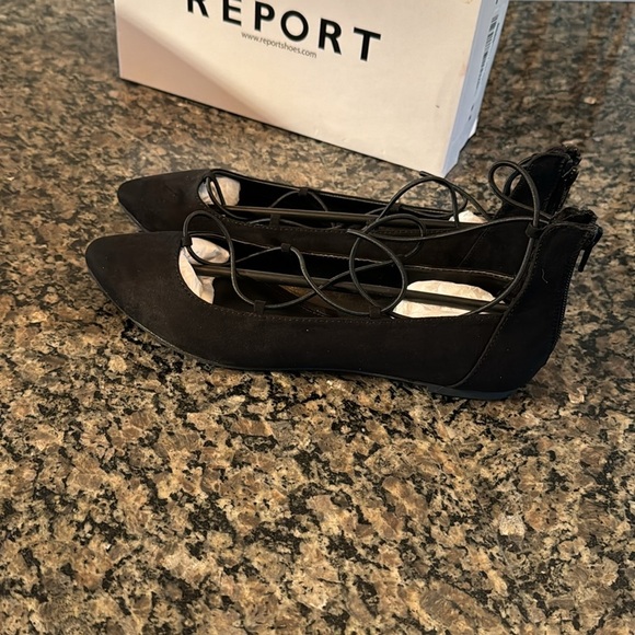 Report bell black pointed toe lace up ballet NIB 8.5 - Picture 4 of 8
